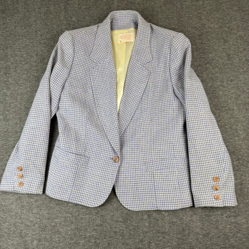 VTG Pendleton Pure Wool Plaid Blazer Single Button Jacket Shoulder Pads Sz Small - Picture 3 of 11